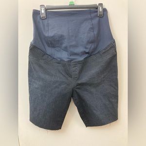 Isabel Maternity Dark Wash Over Belly Bermuda Jean Shorts Women’s 10